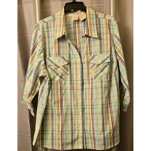 Patricia's Closet Women Extra Large Multi-colored Plaid Button-Up Pockets Trendy